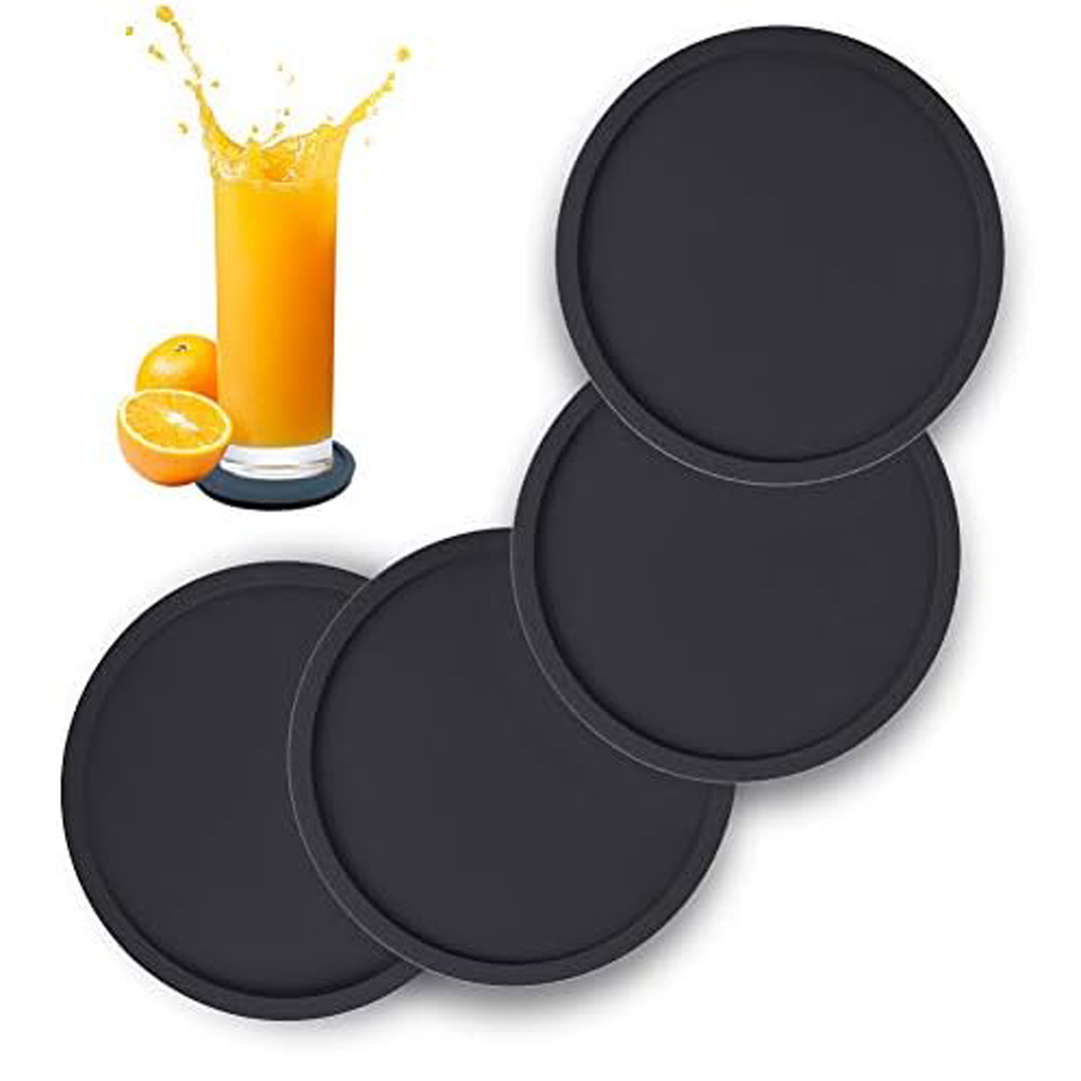Marble Coaster Set - Non Slip Silicone Drink Coasters Large