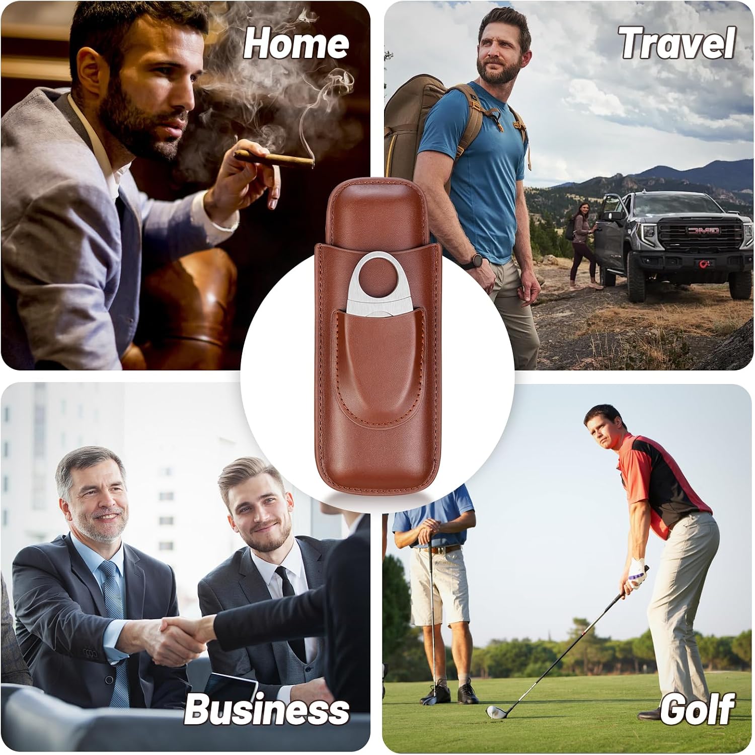 Portable 2-Finger Leather Ciga - Premium Cigar Case recension och pris
