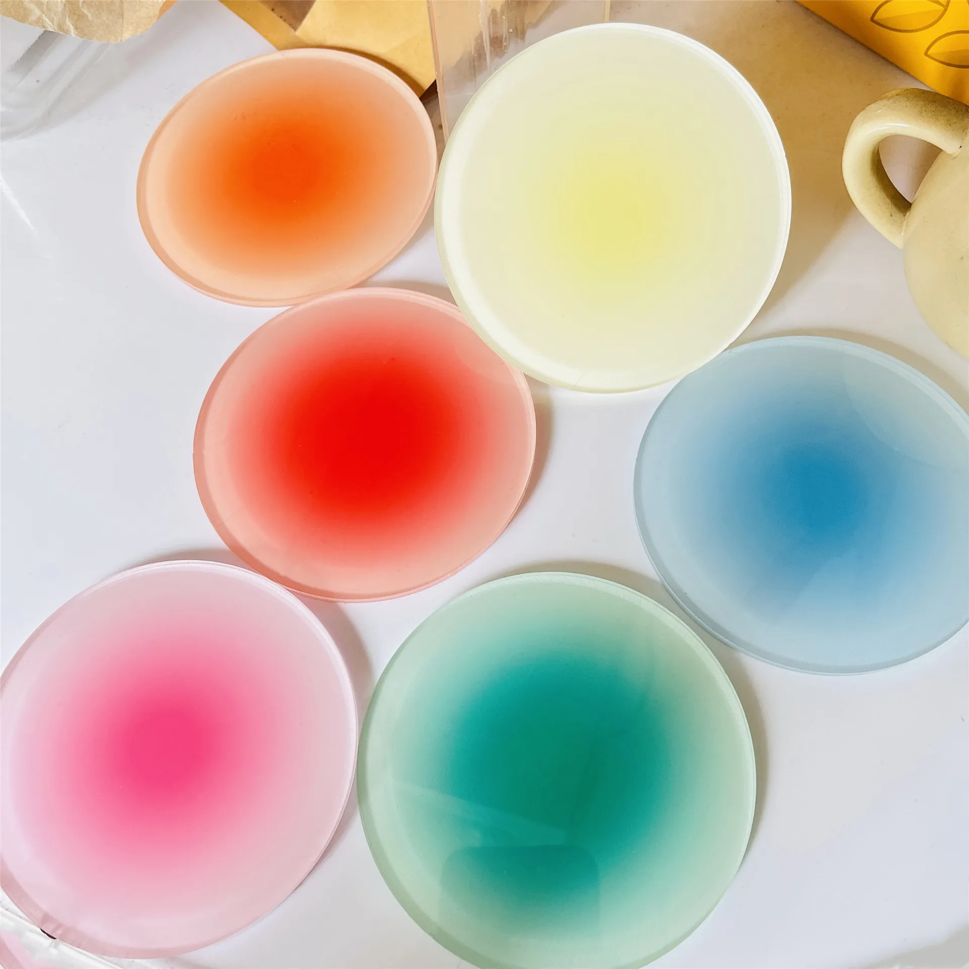 3/6pcs Ins Colour Gradient Acr - Marble Coaster Set recension och pris