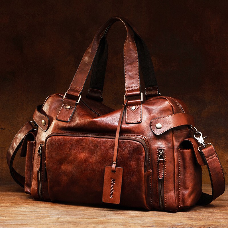 Vintage vegetable tanned leath - Travel Luggage Set recension och pris