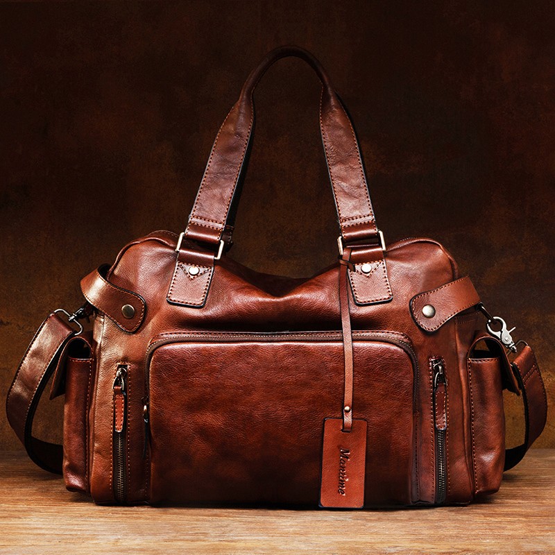 Vintage vegetable tanned leath - Travel Luggage Set recension och pris