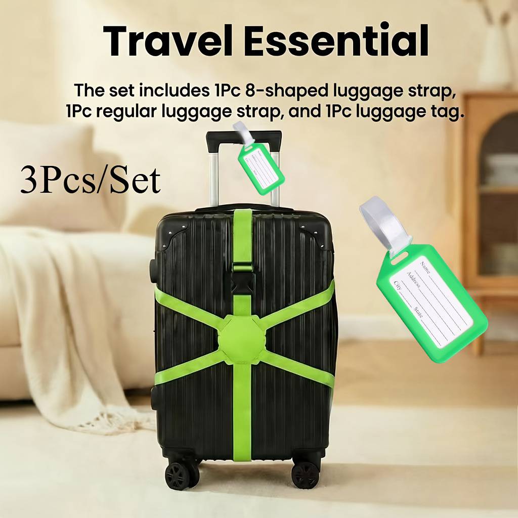 3-Piece Set (2 Luggage Straps  - Travel Luggage Set recension och pris