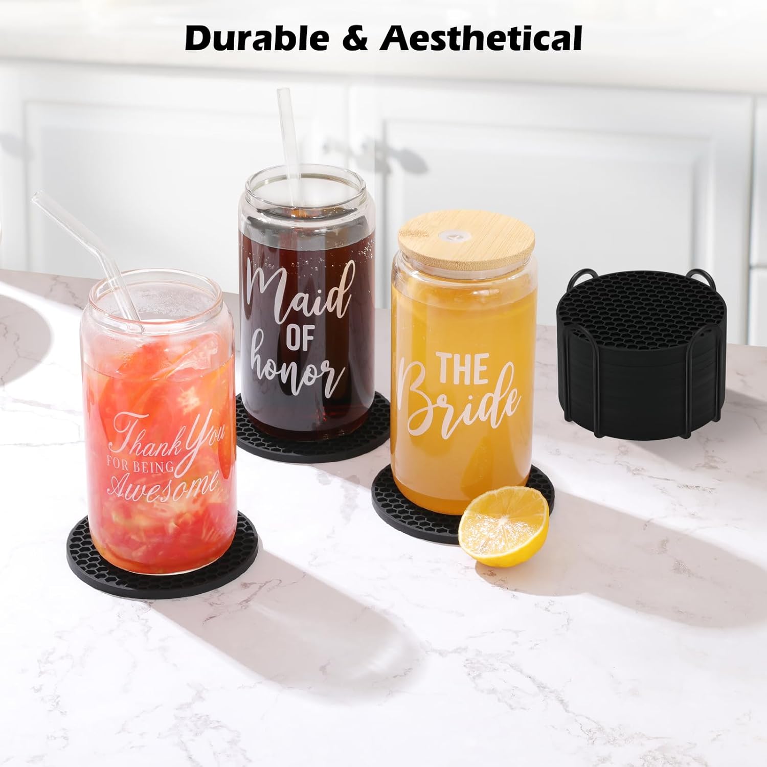 Silicone Coasters Set with Hol - Marble Coaster Set recension och pris