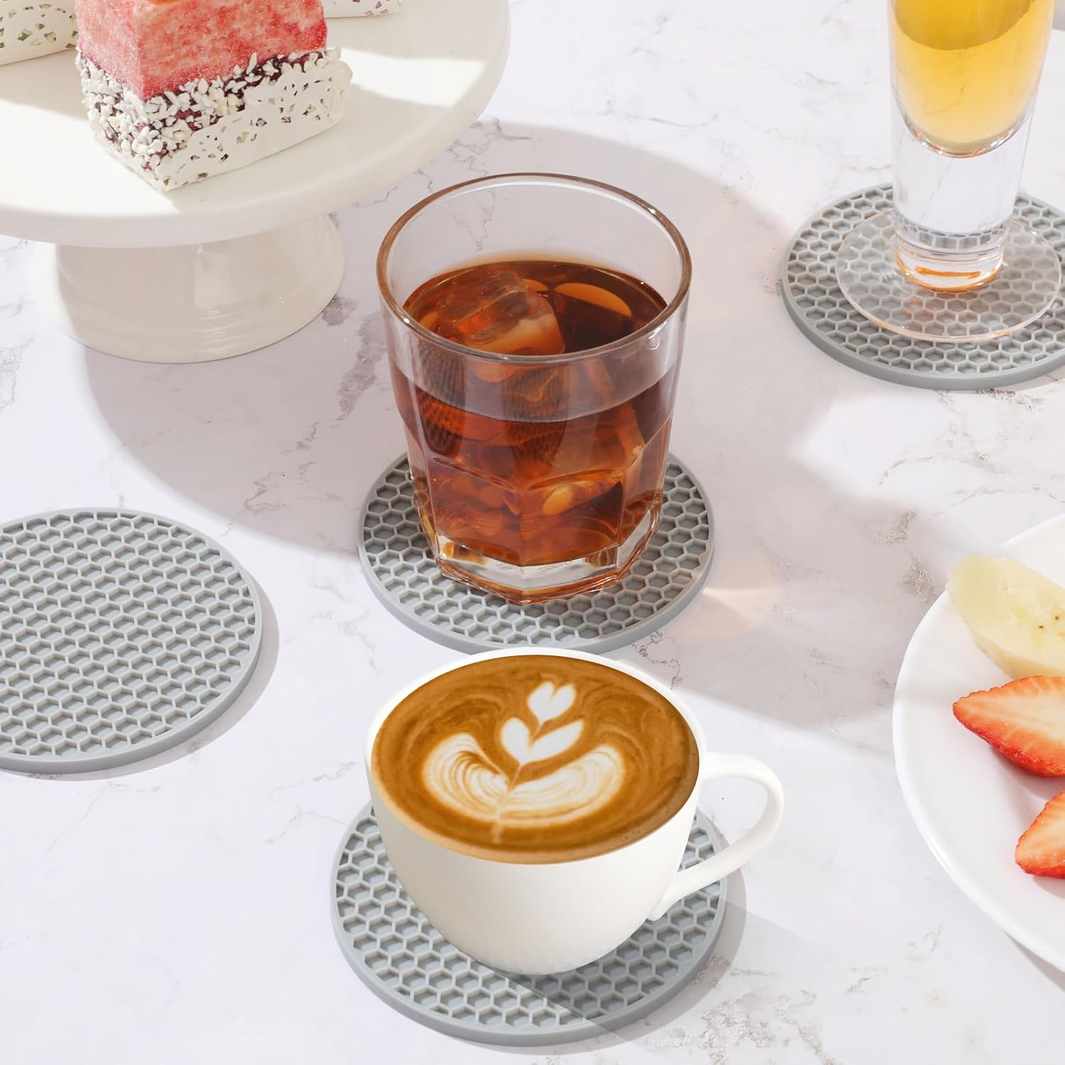 Silicone Coasters Set with Hol - Marble Coaster Set recension och pris