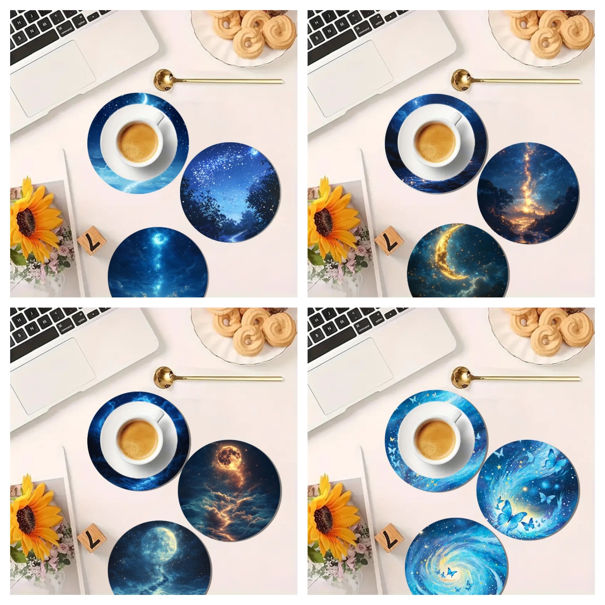4-Piece Set of Colorful Starry - Marble Coaster Set recension och pris