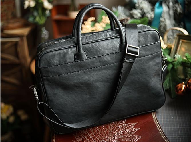LuxurySoft Black Genuine Leath - Leather Briefcase recension och pris