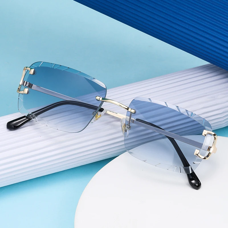 Fashion Square Rimless Glasses - Sunglasses Uv400 recension och pris