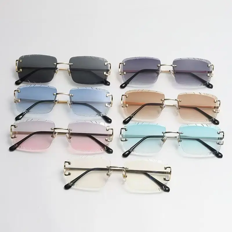 Fashion Square Rimless Glasses - Sunglasses Uv400 recension och pris