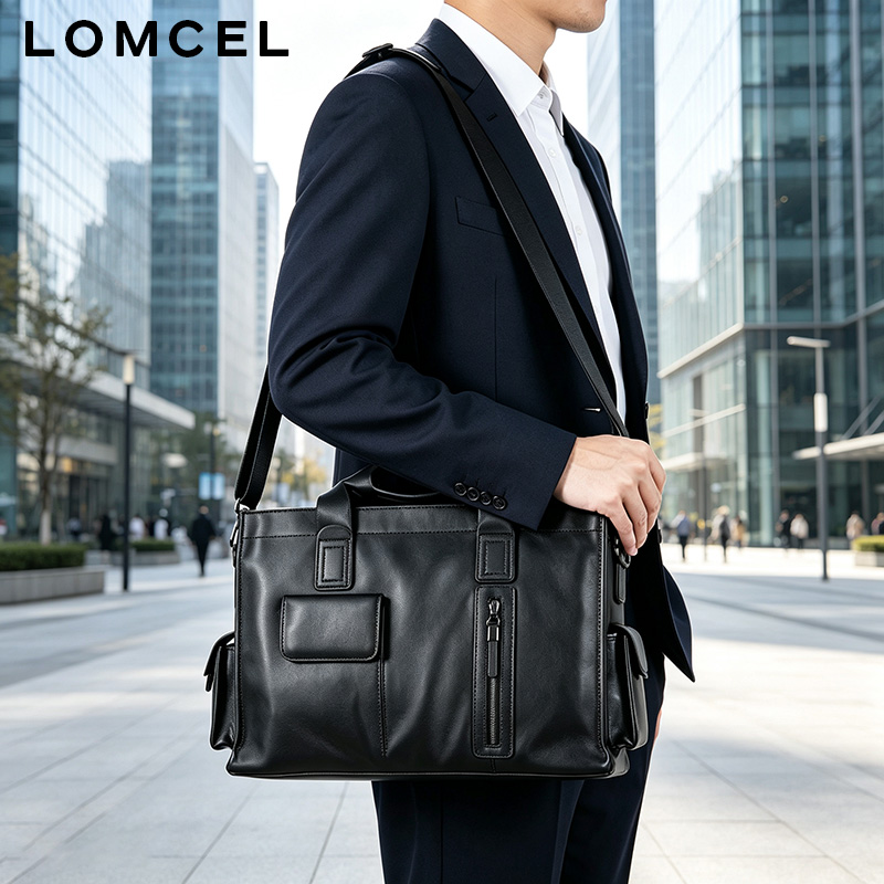 LOMCEL P116 fashionable handba - Leather Briefcase recension och pris