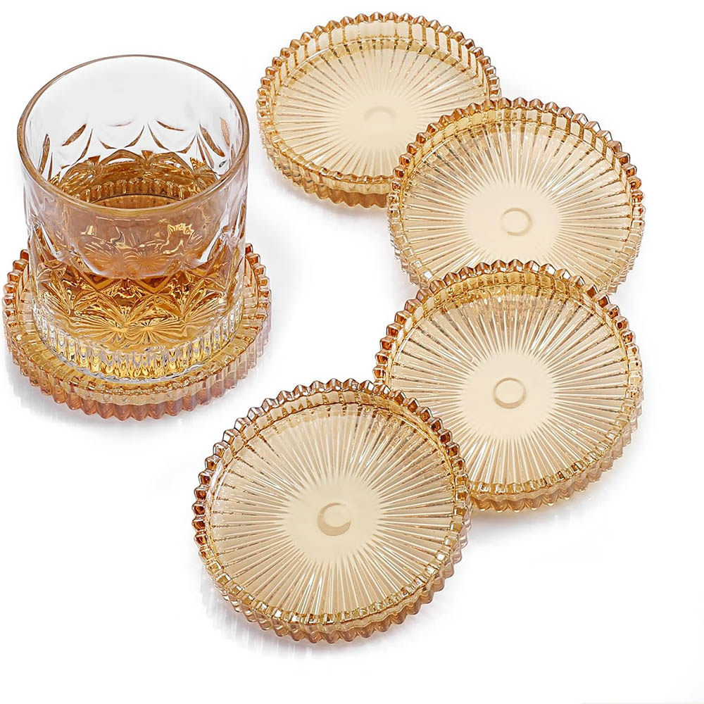 Modern Amber Glass Coasters fo - Marble Coaster Set recension och pris